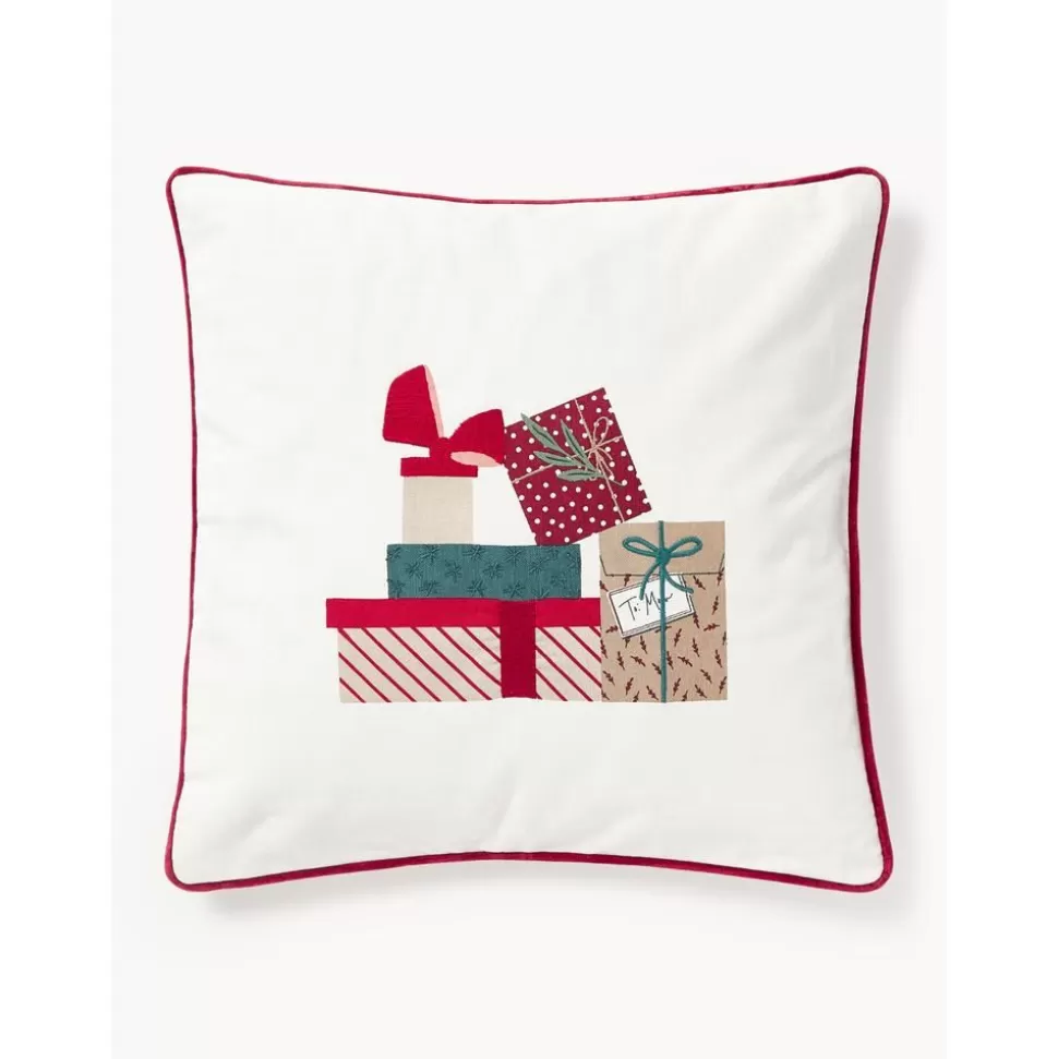 Outlet Westwing Collection Bestickte Baumwoll-Kissenhulle Aldora Mit Weihnachtlichem Motiv