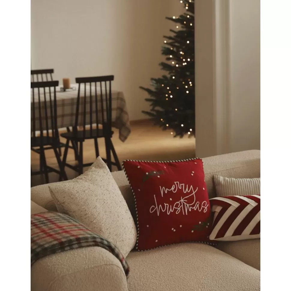 Store Westwing Collection Bestickte Baumwoll-Kissenhulle Mary Mit Weihnachtlichem Motiv
