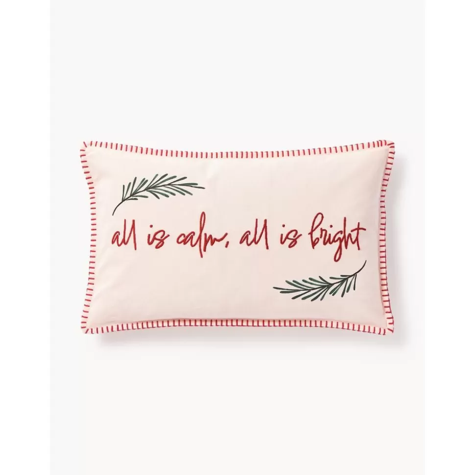 Outlet Westwing Collection Bestickte Baumwoll-Kissenhulle Yule Mit Weihnachtlichem Motiv