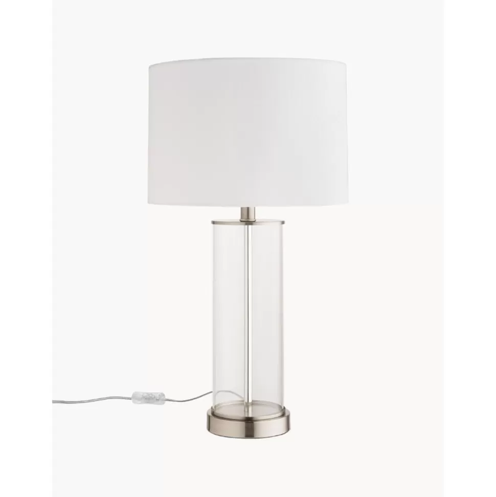 Online Westwing Collection Grose Tischlampe Abigail Aus Glas Und Leinen