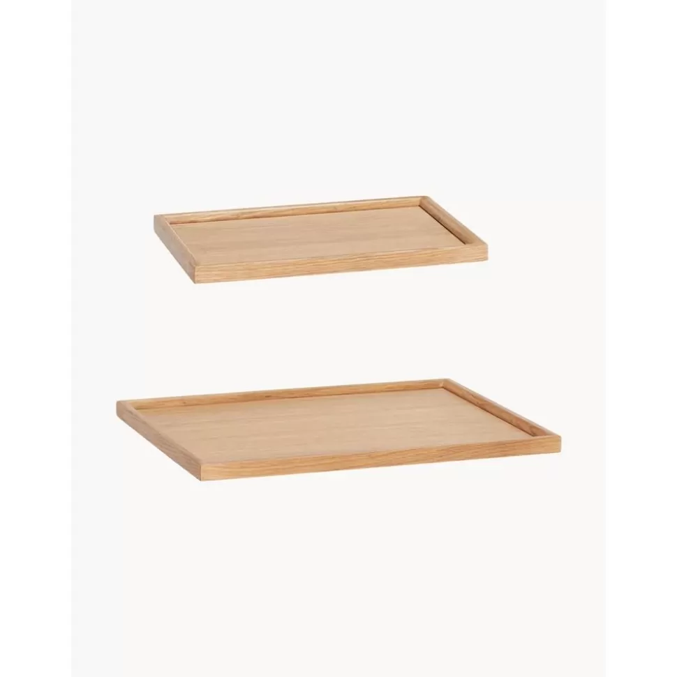 Outlet Hübsch Handgefertigtes Deko-Tablett-Set Nature, 2Er-Set