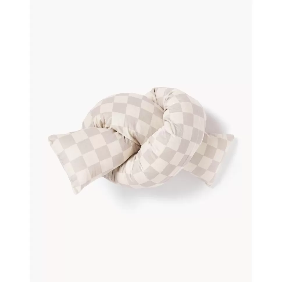 Outlet Westwing Collection Kariertes Samt-Dekokissen Knot, Mit Inlett
