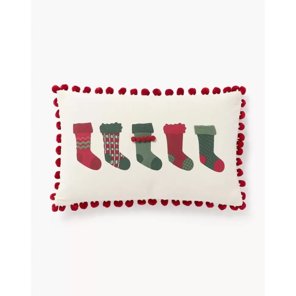 Outlet Westwing Collection Kissenhulle Coldin Mit Winterlichem Motiv Und Pompons