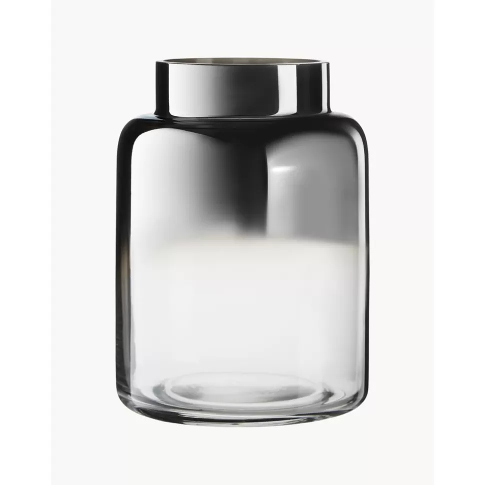 Sale Westwing Collection Mundgeblasene Glas-Vase Uma Mit Chrom-Schimmer