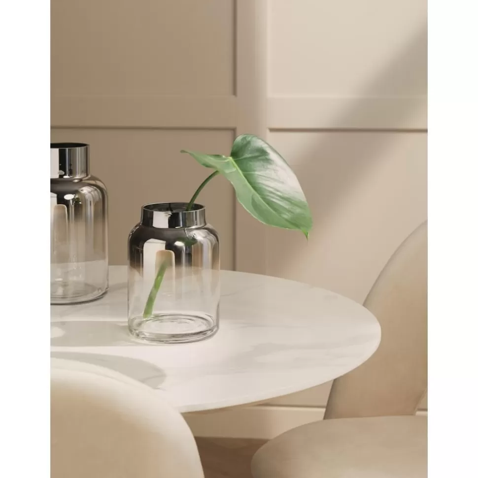 Sale Westwing Collection Mundgeblasene Glas-Vase Uma Mit Chrom-Schimmer