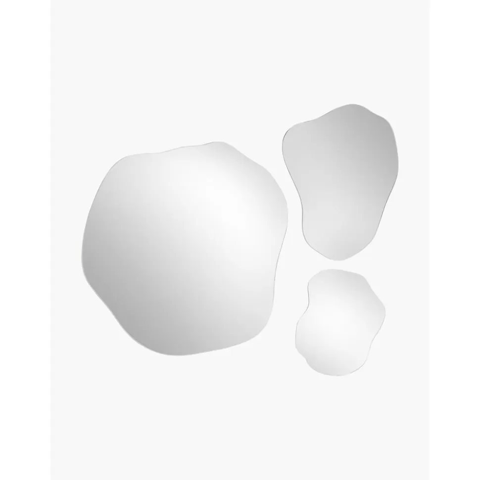 Discount Westwing Collection Rahmenloses Wandspiegel-Set Lia In Organischer Form, 3Er-Set
