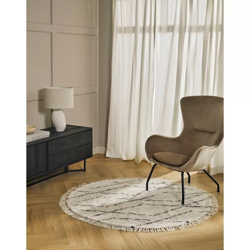 Outlet Westwing Collection Runder Baumwollteppich Bina Mit Rautenmuster, Handgetuftet