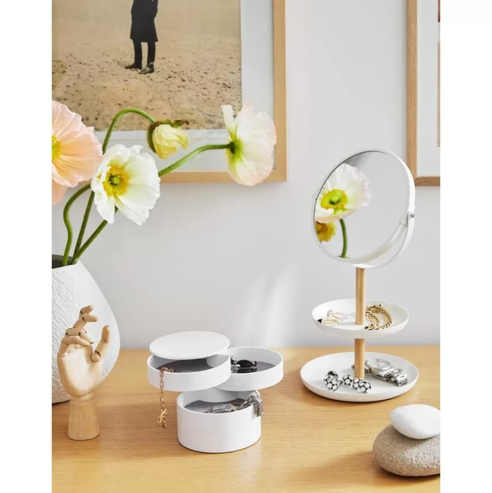 Shop Yamazaki Runder Kosmetikspiegel Tosca Mit Ablageflachen Und Vergroserung